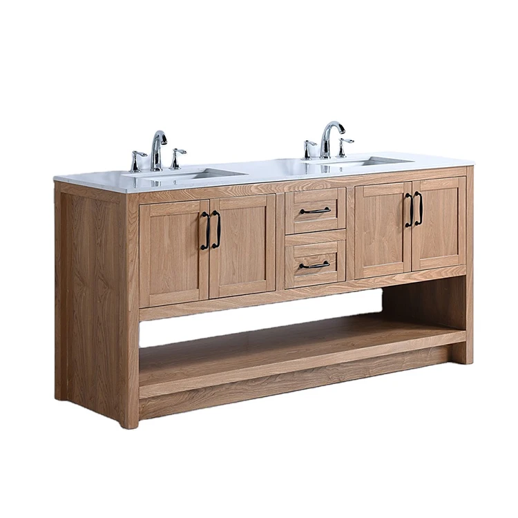 Modern Design Double Sink Bathroom Vanity Factory Price Solid Wood Furniture