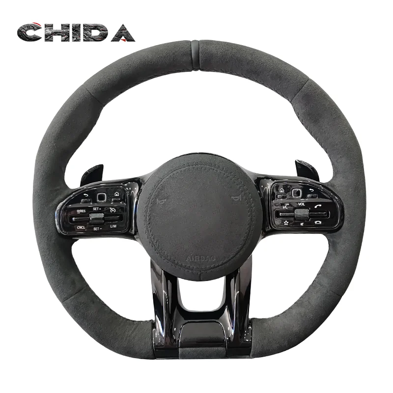 Alcantara Custom Full Wrap Suede Mercedess Benzs Steering Wheel for AMG