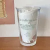 Bicchiere da Latte in Vetro con Stampa Verde in Stile Francese