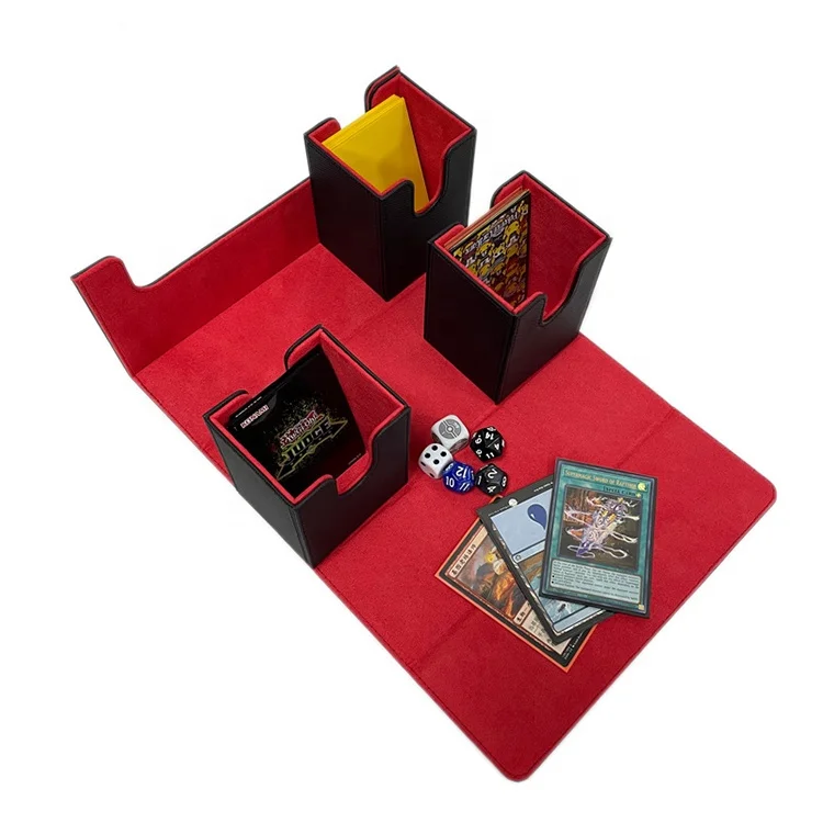 Yugioh Deck Box,Card Deck Storage Case with 3 Tray for  TCG/CCG/Yugioh/Pokman,High Quality PU Leather Deck Case 3 in 1