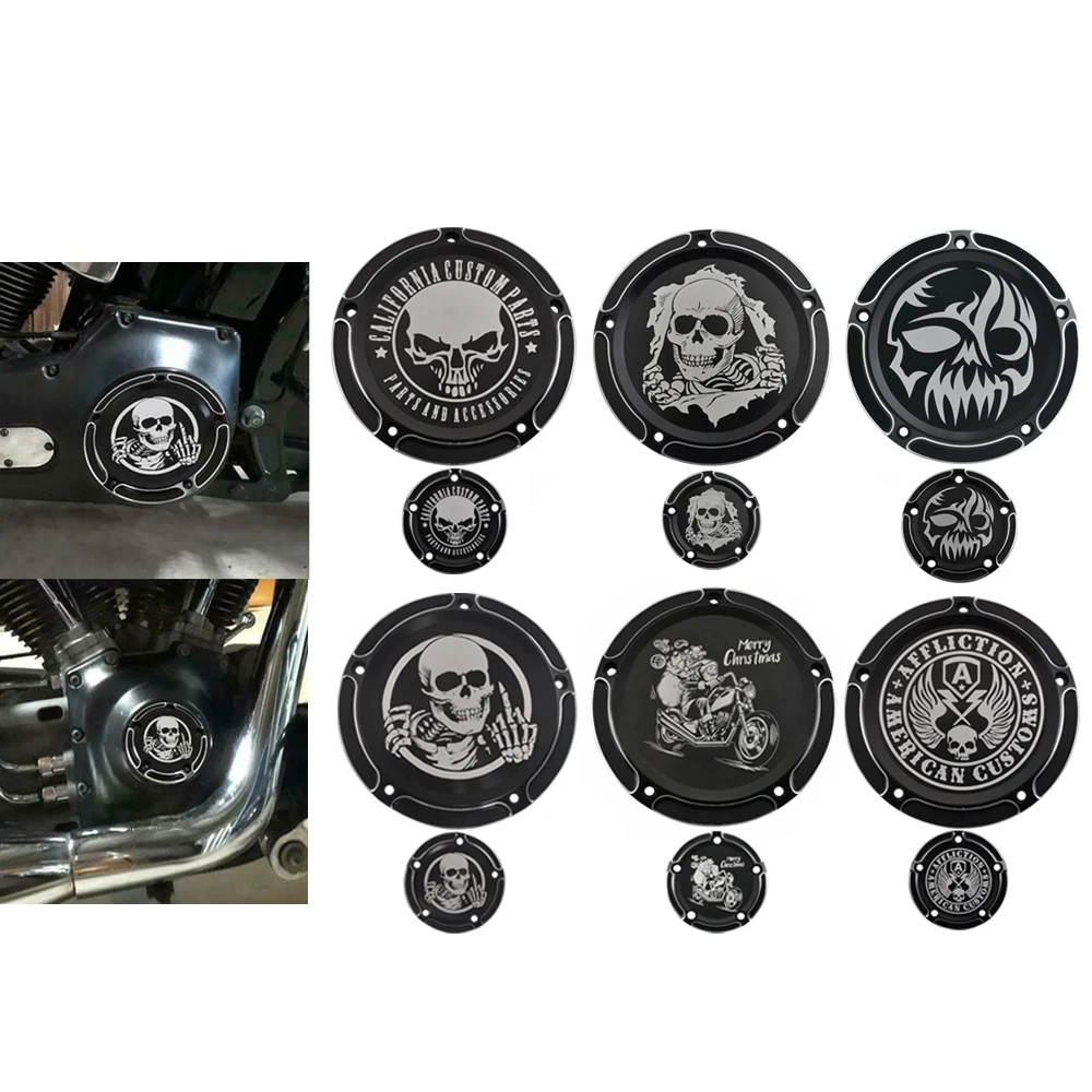 Skull Edge Derby Timing Timer Cover For Harley Touring Electra Glide Road King Dyna Softail Heritage Fatboy 1999-2014 Engine Cover 
