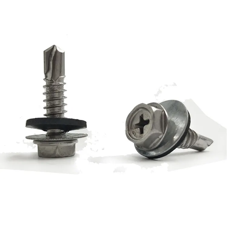 Cabeza de brida hexagonal, tornillo de 38mm, autoperforación, para techo, con arandela de goma, autoperforación