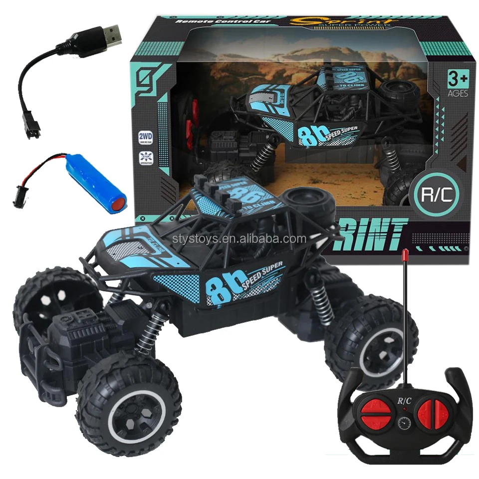 2.4Ghz Rechargeable Electric RC Monster Truck 4WD Off-Road Remote Control Rock Crawler Radio Control Car Vehicle for Boy Toys