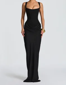 Bettergirl 2026 Ramadan New sexy fishbone slim fit strap drawstring party dress