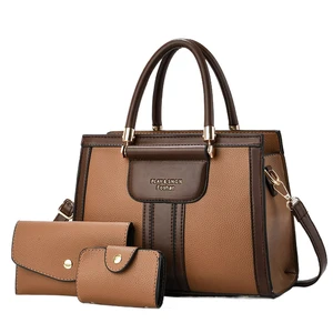 2026 Wholesale Fashion Pu Leather 3 Pieces Bags Set Ladies Shoulder Bags Luxury Designer Women's Handbags With A Wallet