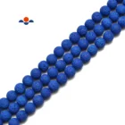 Top Quality 6mm-10mm Royal Blue Color Lava Smooth Round 2.0mm Hole Gemstone Loose Beads for Jewelry Making