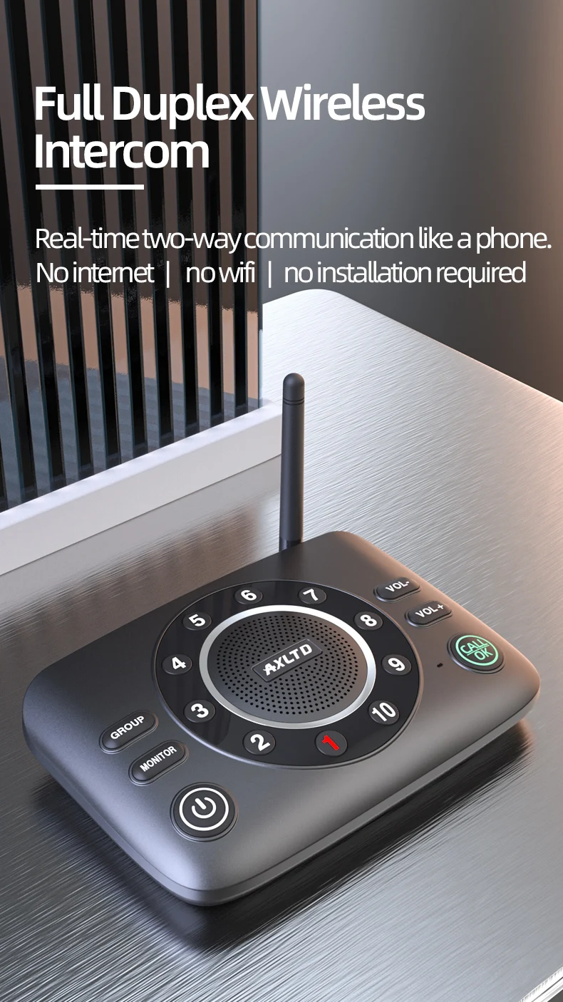Anti-interference Long Range Hands-free Intercoms Wireless Two Way ...