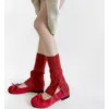 Red short button socks