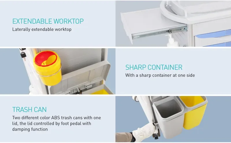 Movable  ABS Cart Anesthesia Trolley
