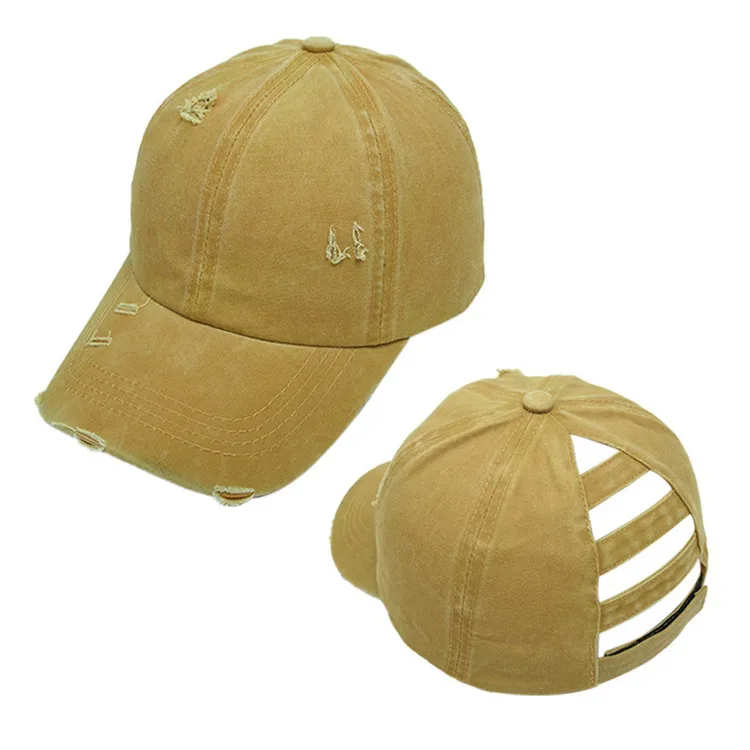 Washed Cotton Distressed Women Baseball 