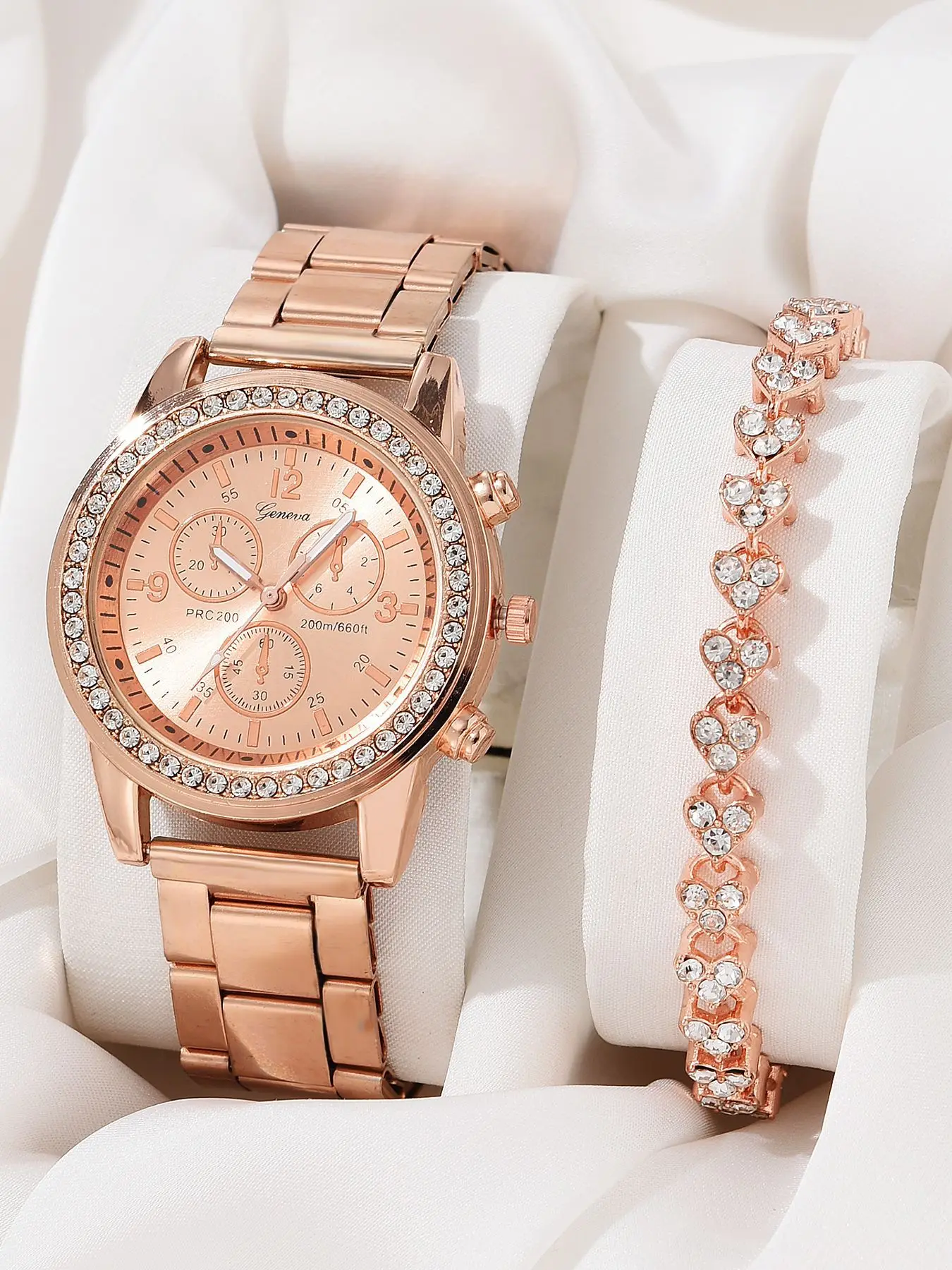 6PCS Luxury Watch Set for Women - Rhinestone Bracelet 
