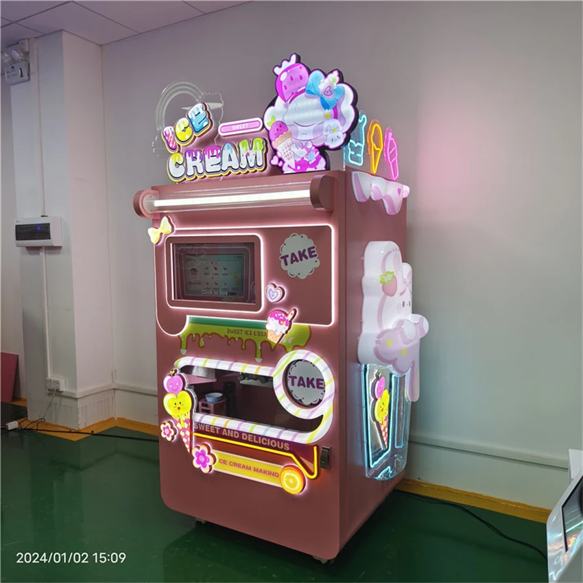 Self Service Order bar Fully Automatic Food Dessert Sundae Smoothie Robot Yogurt Icecream Frozen Ice Cream Vending Machine