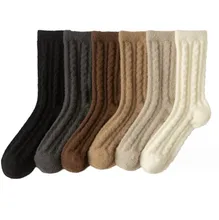 Fashion Plain Twist Ladies Warm Winter Tube Fluffy Socks Thick Home Sleeping Floor Crew Cozy Socks for Women