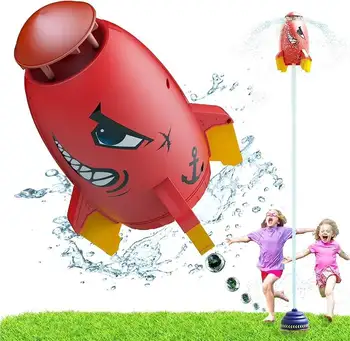 2024 New Spinning Ejection Rocket Sprinkler Toys Kids Summer Outdoor Games Toys Space Rocket Sprinkler Water Toys