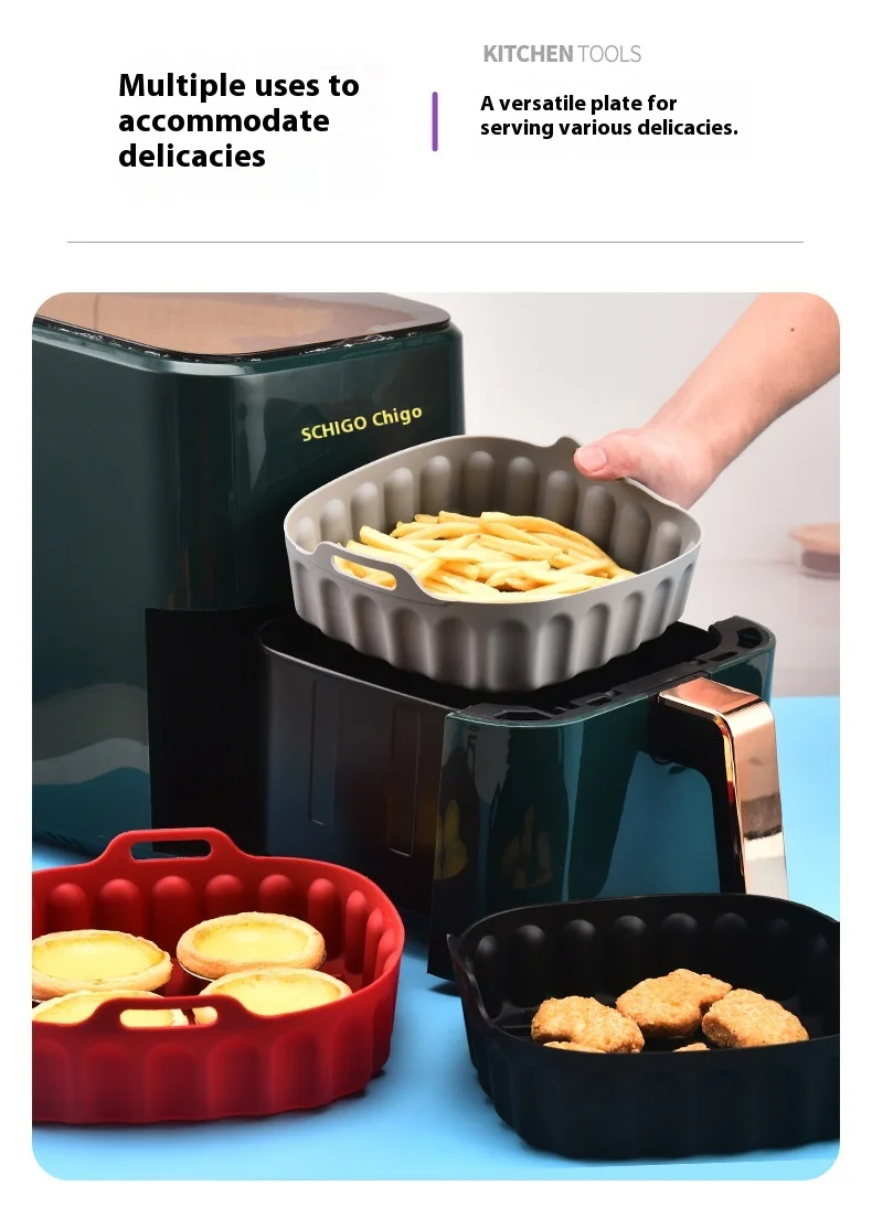 Household Square Thick Air Fryer Silicone Baking Tray Premium Quality Dish and Pan for Baking & Frying details