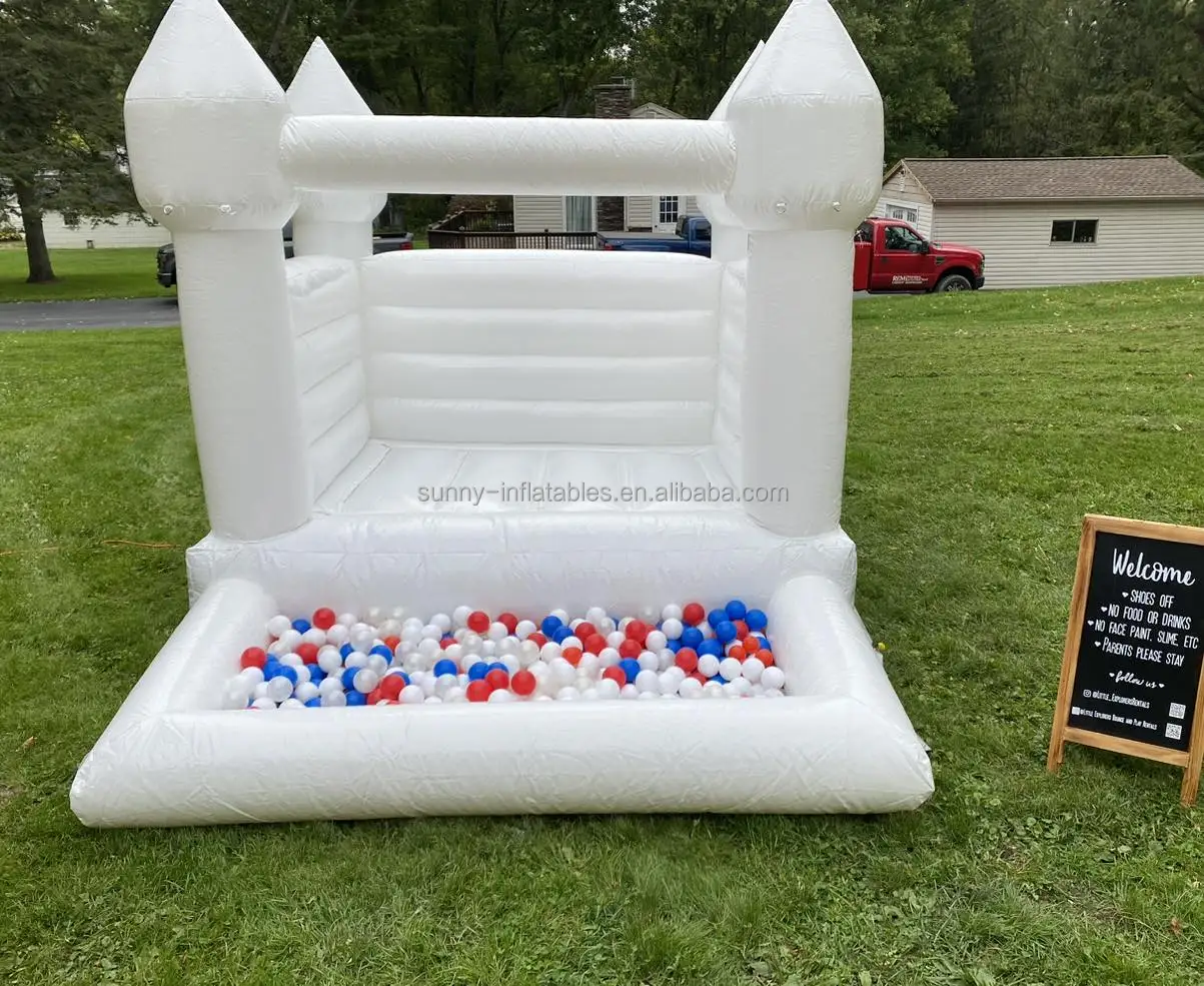 Коммерческий надувной белый домик для прыжков джампер замок с шариковой ямой