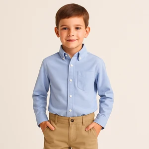 Wholesale Boys Formal Oxford Shirts Cotton Button-Up Long Sleeve School Uniform Shirt Kids Clothing Manufacturer