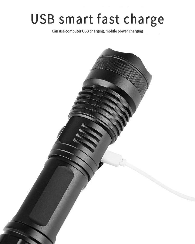 Rechargeable Portable 18650 26650 Battery Zoom Aluminum Alloy Torch P50