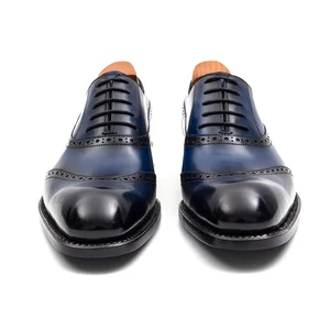 Factory Direct Sell Luxury High Quality Men'S Blue Leather Oxford Dress Shoes Men Premium