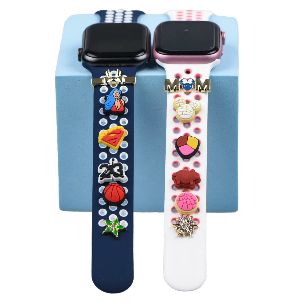 PVC rubber watch decoration charms for i watch silicone watchband charms For Smart Watch Bands & Accessories
