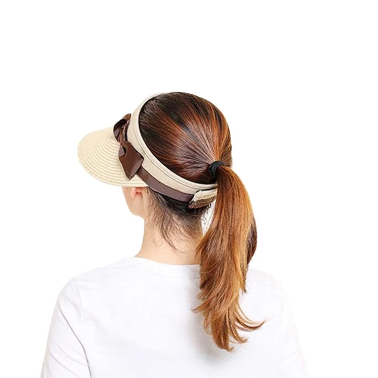 Raelse New Wide Brim Straw Sun Hat Foldable Visors Cap Plain Versatile for Sports Cycling Outdoor Travel Daily Fishing Business