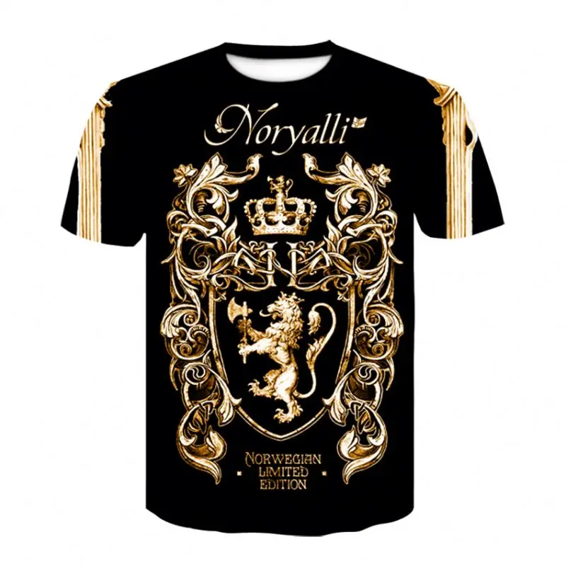 Men's Short Sleeve T Shirts and Shorts Set Gold Chain 3D Digital