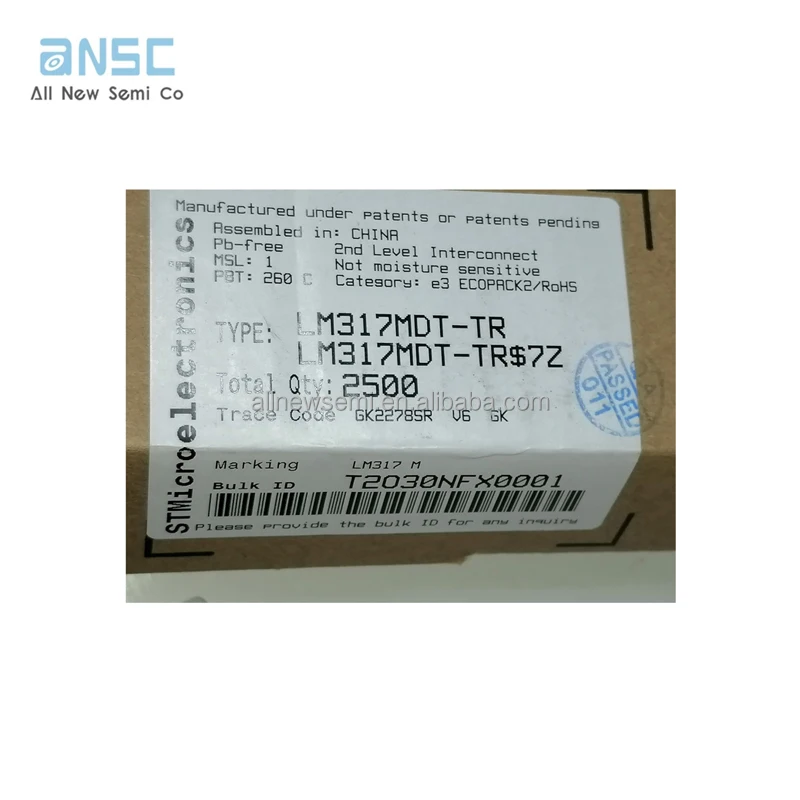 Hot sale Original LM317MDT-TR IC REG LINEAR POS ADJ 500MA DPAK Linear Voltage Regulator IC Positive Adjustable 1 Output