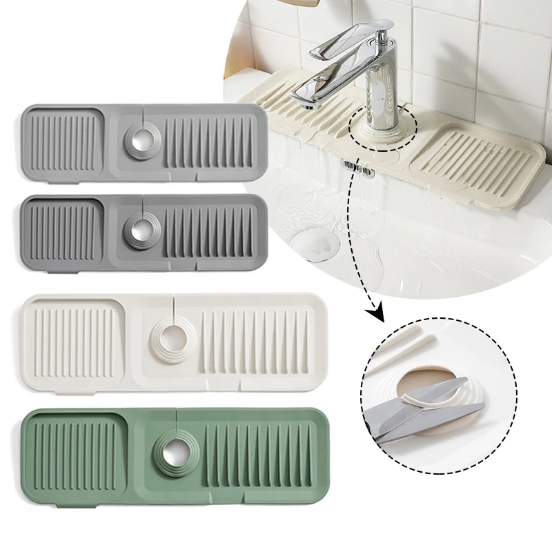 24 Inches Silicone Sink Faucet Mat for Kitchen Drying Draining Pads Splash Guard Silicone Faucet Mat