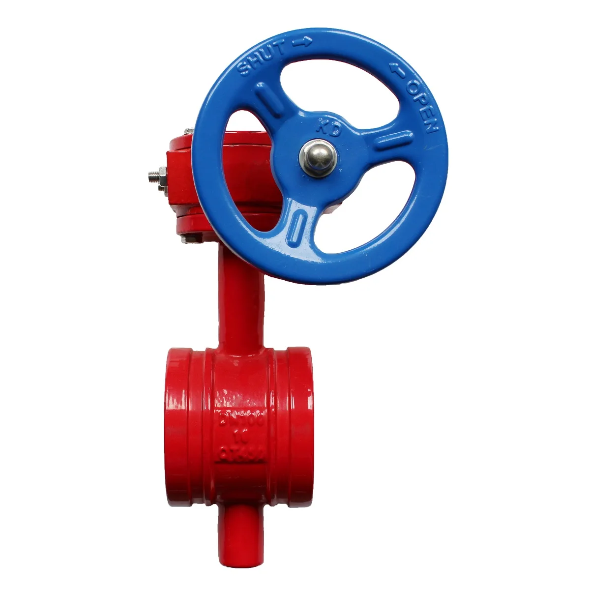 Grooved End Ductile Iron Wafer Type Butterfly Valve With Signal Gearbox for Fire Fighting