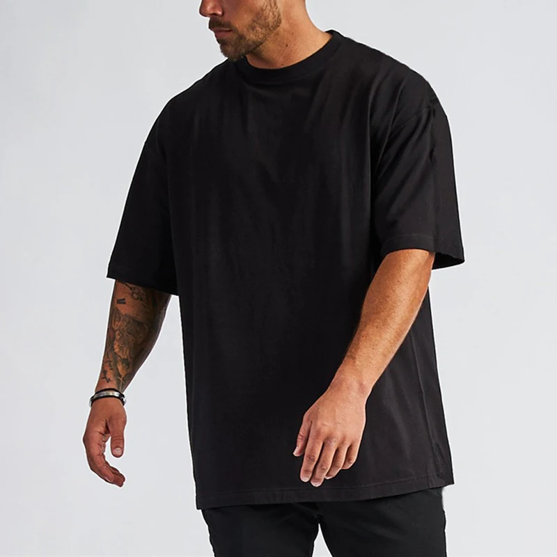 Mens Blank Cotton Tshirt Oversized Drop Shoulder Design T-shirt Custom ...