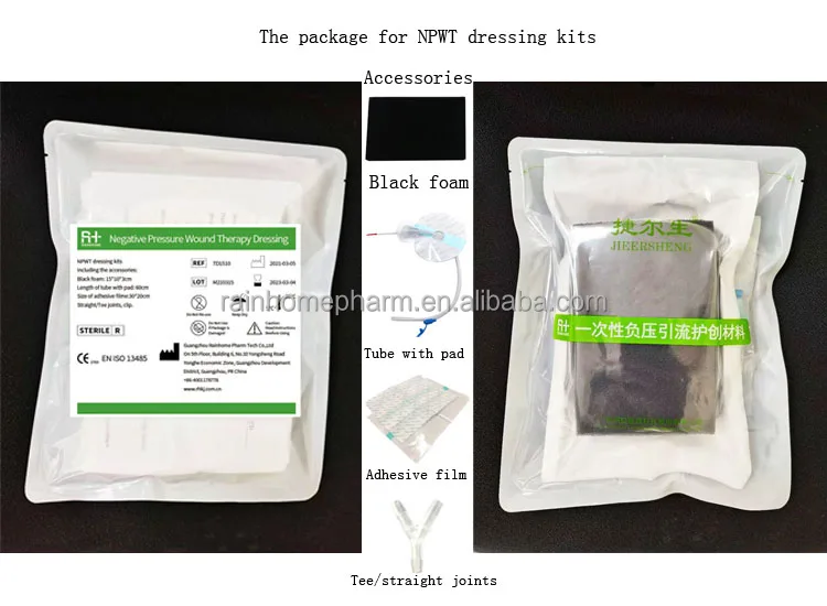 Medical Would Negative Pressure Wound Therapy Npwt Dressing Kits Black Foam Size 10*7cm Adhesive