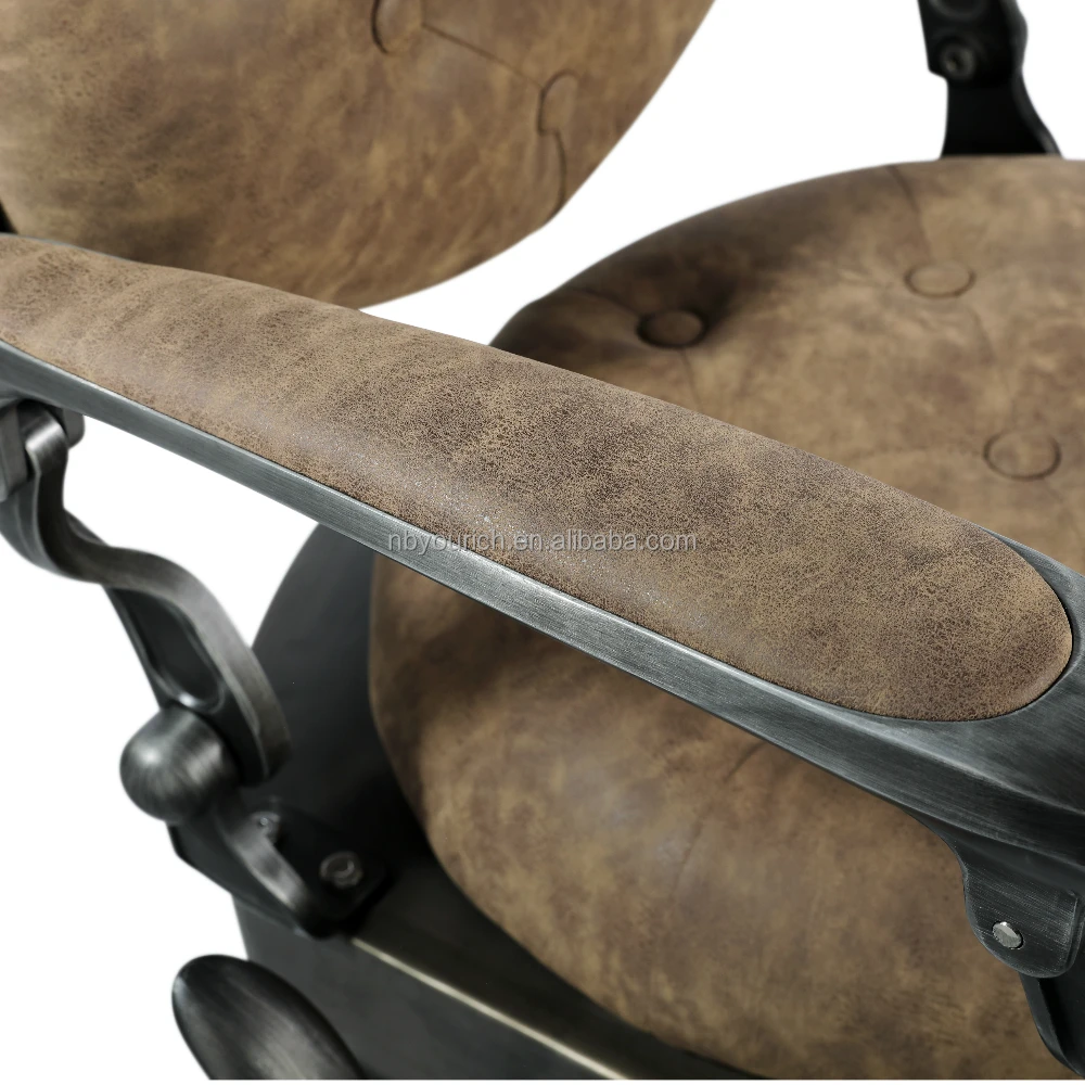 Brown barber chair vintage arm chair Super quality beauty salon equipment Aluminum hair salon furniture