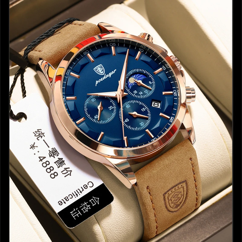 Poedagar P928 Newest Ornate High End Newest Customize Best Selling Waterproof Best Price Men Quartz Watch Stainless Steel Band