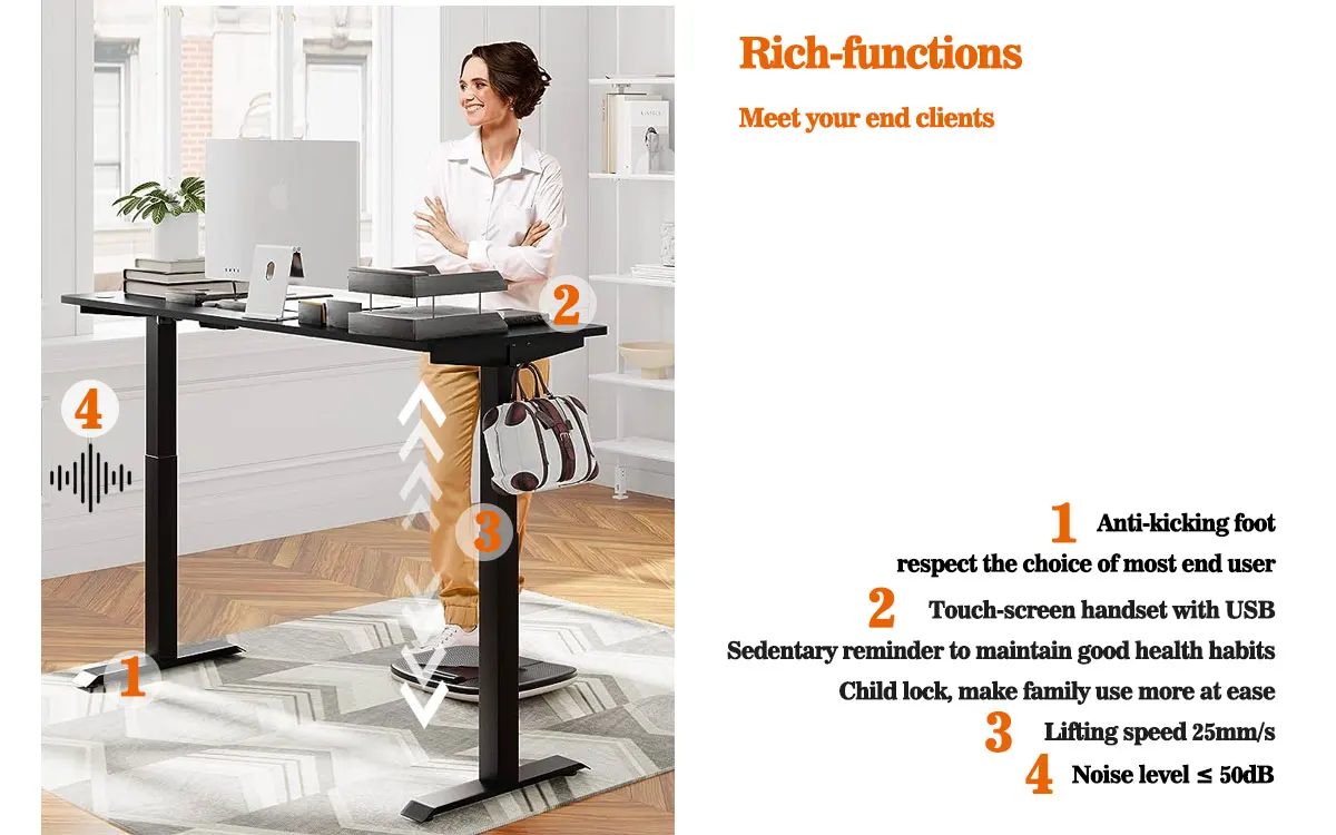 Electric Stand Up Desk Frame,Height Adjustable Standing Desk Frame Dual