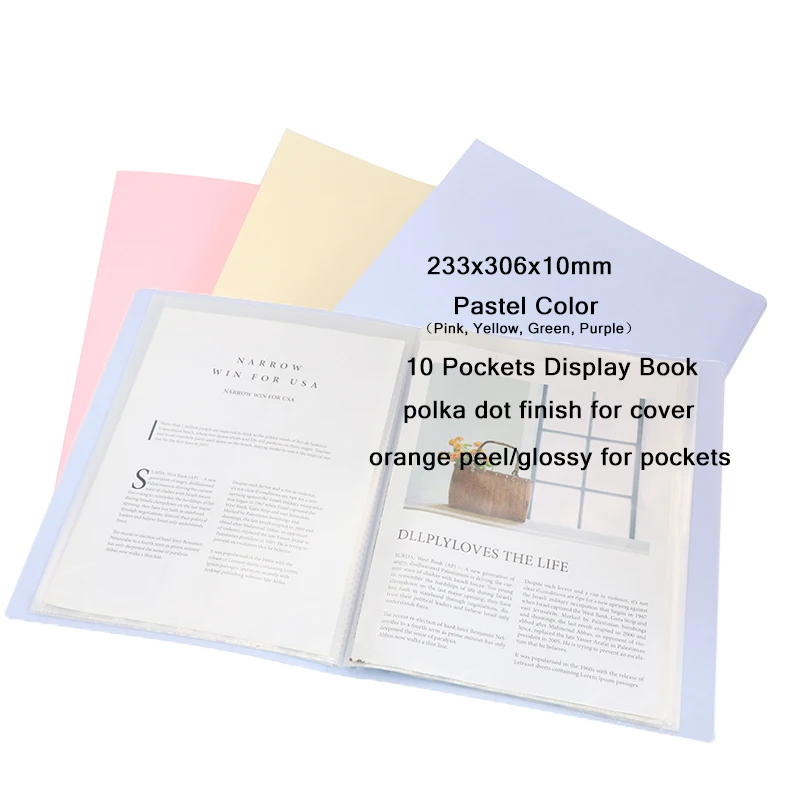 Пользовательские высокое качество водонепроницаемый A4 дисплей книга 10 карманов презентационный файл папка