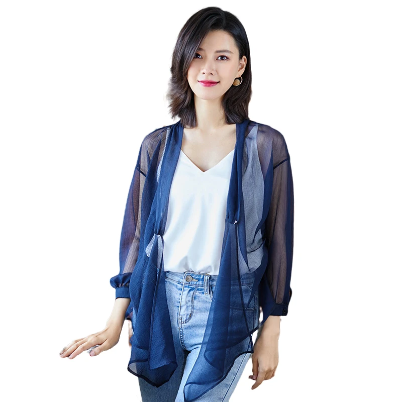 mesh sleeve cardigan