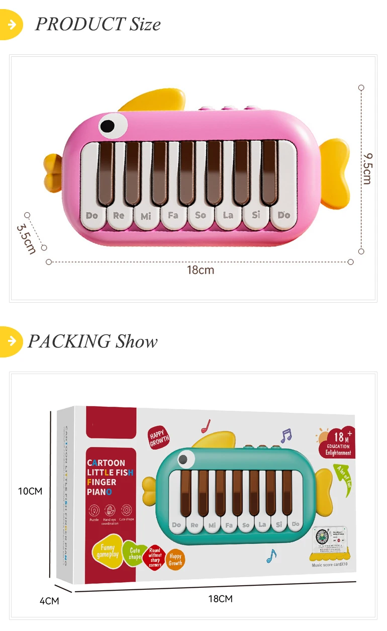 Cute Fish Music Instrument Kids Playing Little Electronic Piano Toy ...