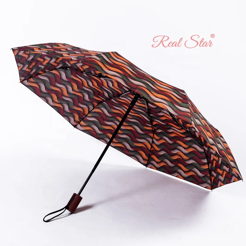 Happy Swan China Factory Auto Open and Close 3 Folding Printing Umbrella