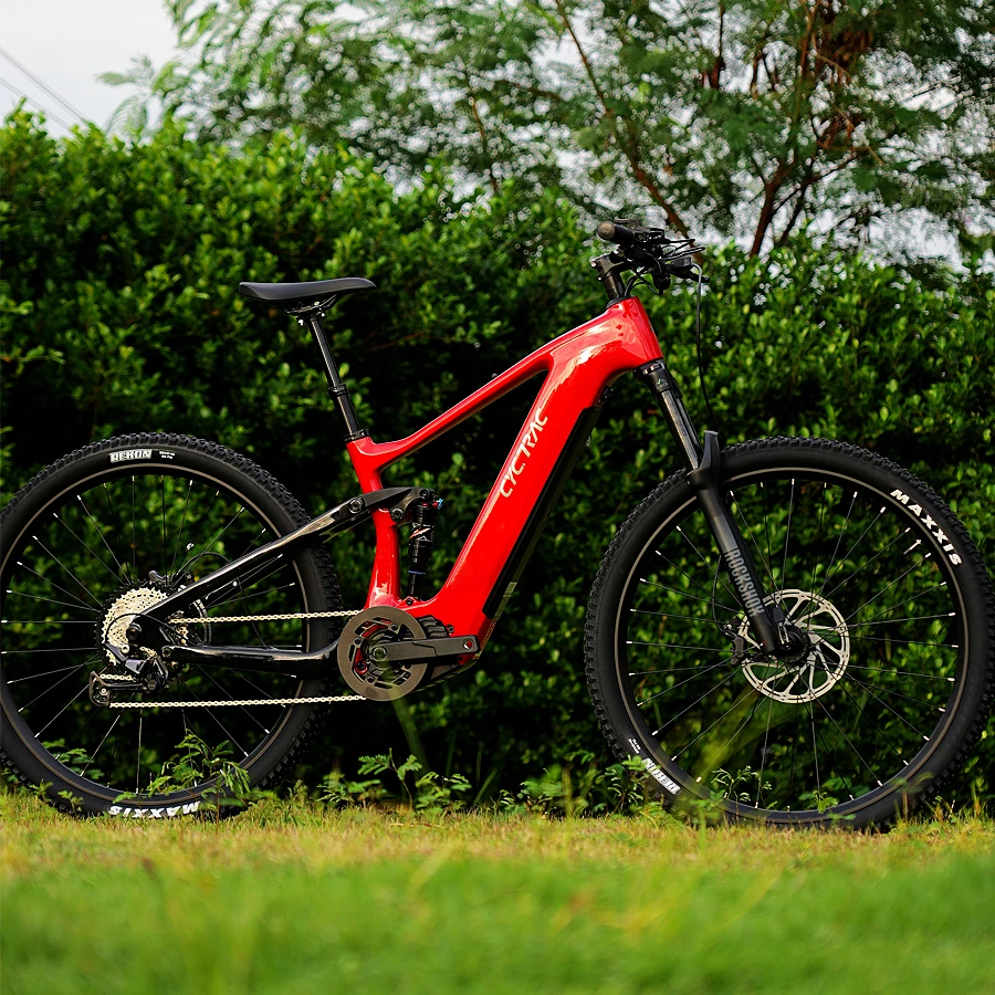 29er Electric Mountain Bike EM10 Carbon Fiber Full Suspension Electric Bike  Bafang Mid-drive Motor M560 500W 48V E Bike