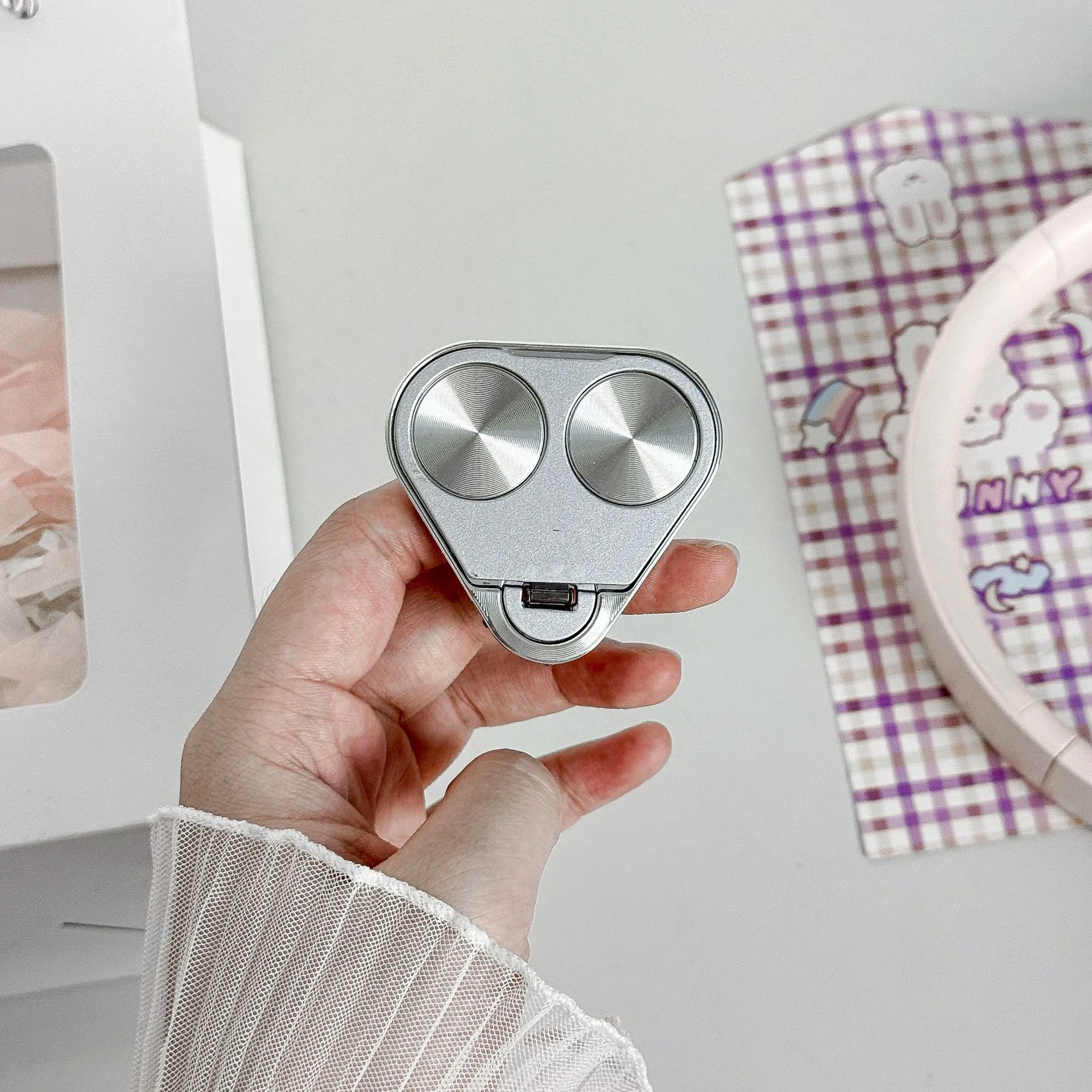 Dual-Ring 360° Rotating Phone Finger Stand | Handheld Creative Portable Ring Holder | Plastic + Alloy Material Minimalist Style