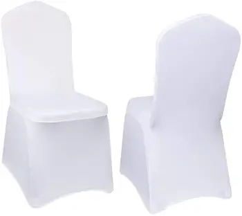 100 Pcs White Chair Covers Polyester Spandex Stretchable Chair Cover Stretch Slipcovers For Wedding Party Dining Banquet