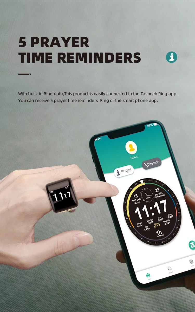 Smart Tasbih Zikr Ring Counter With App Control Zikr Ring 5 Prayer