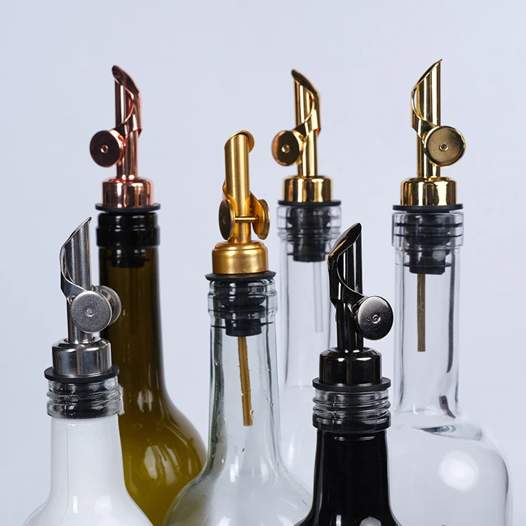 2 Bouchons Verseurs Acier Inoxydable - Pour Vin Et Huile - Bec Contrôlé - Anti-fuites - Réutilisables