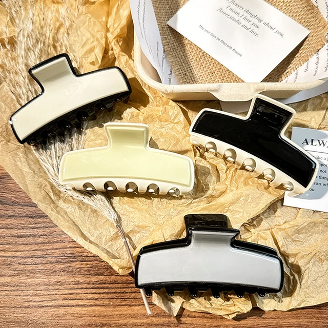 Fashion Rectangle Simple Women Hair Clips High-end Exquisite Acetate Hair Shark Claw Bright Surface Acetic Acid Hair Accessories