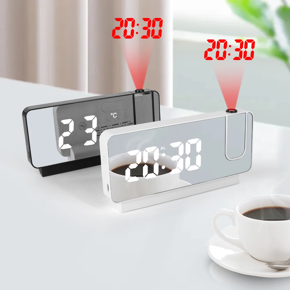 Будильник с проекцией 2023 светодиодные цифровые зеркальные часы зеркальный светодиодный цифровой Настольный будильник времени для спальни