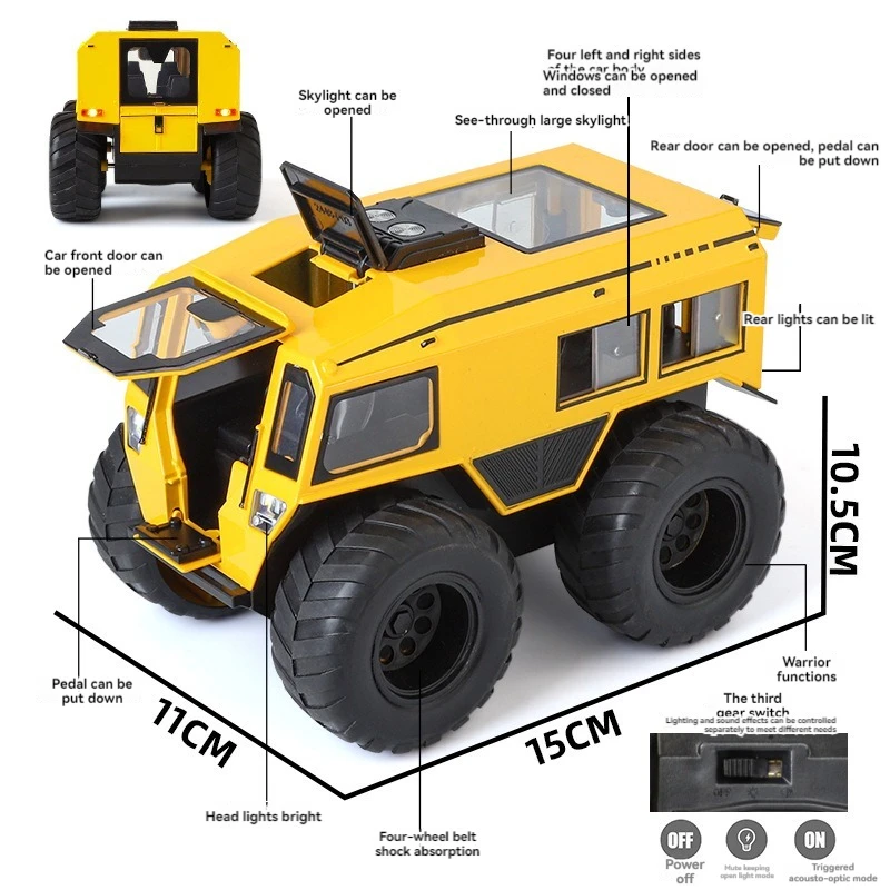Diecast Model Car 1:24 Russian SHERP All-terrain explorer with Sound and Light Pullback Door Open Decorate Metal Car Mode