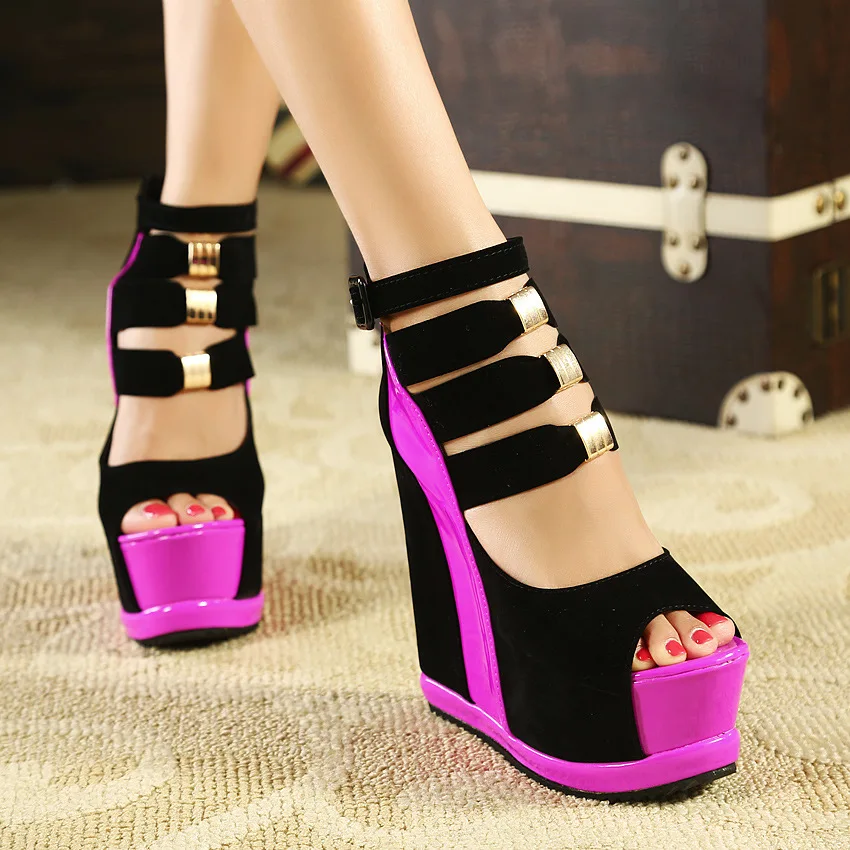 Wholesale Summer new nightclub high heels waterproof platform color wedge  heel sandals Roman shoes From m.