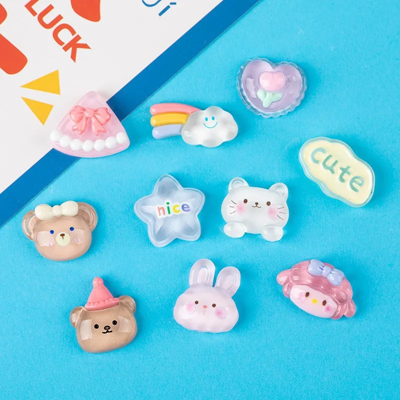 Wholesale Bear Cake Cute Cartoon Love Heart Resin Nail Charm Diy Hair ...