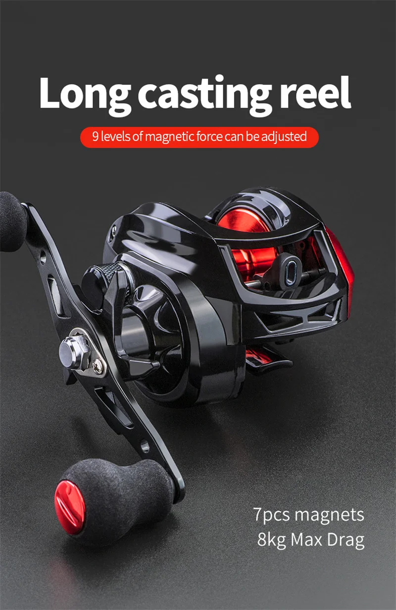 baitcasting reel untuk air masin AlinoX 400 Saltwater 6.6:1Blue&Purple / Right Hand Torrent Lite Ultra Light Low Profile Baitcaster Reel5.5oz carbon Bait Casting Reel AE2000: 7.2:1