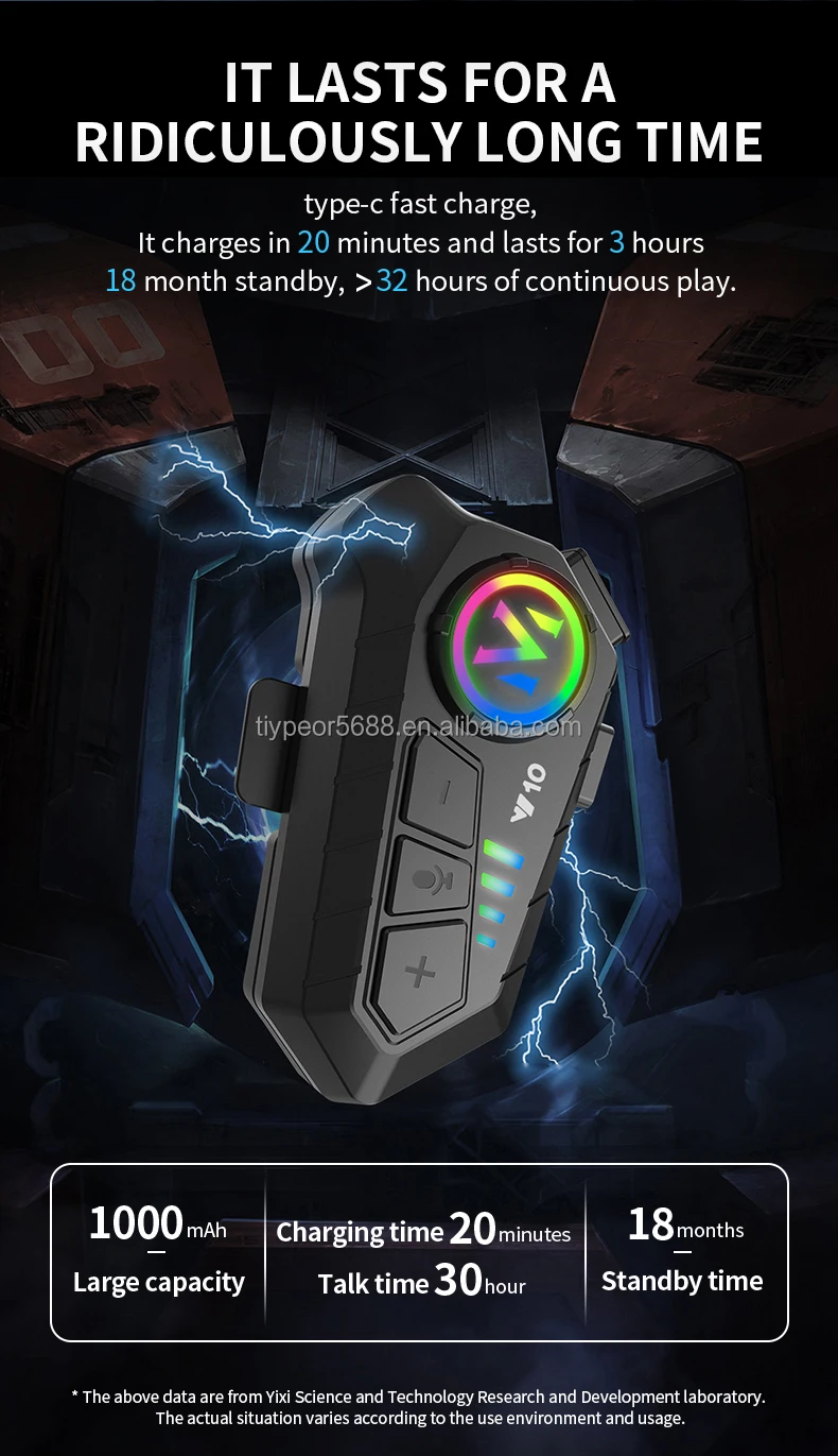 product tiypeor motorcycle helmet bt headset wireless hands free 1000mah super long standby earphone ipx6 waterproof mp3 player-4